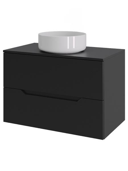 Тумба с раковиной подвесная 70 см, Orange Line Li-70TubMDF+B09-360W черный/белый