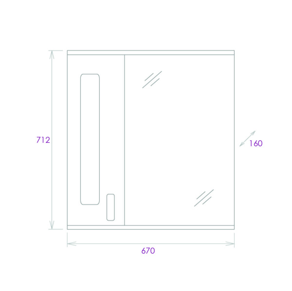Зеркало-шкаф c подсветкой Onika Кристалл 67 (67x71,2) 206705