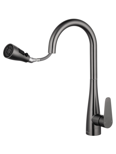 Смеситель для кухни с выдвижным изливом WONZON & WOGHAND, темный графит WW-121E201B-BGG Смеситель для кухни с выдвижным изливом WONZON & WOGHAND, темный графит WW-121E201B-BGG