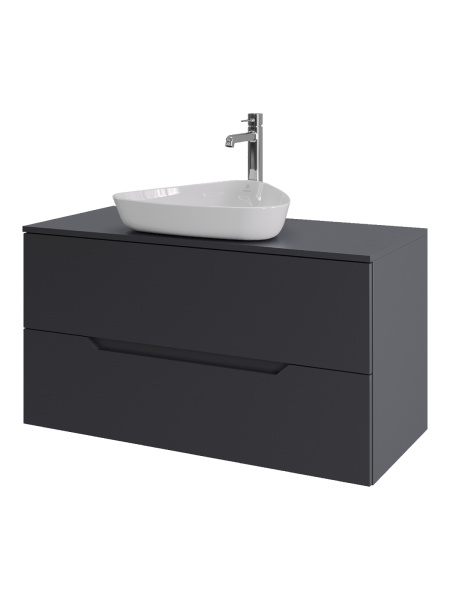 Тумба с раковиной подвесная 100 см, Orange Line Li-100TugMDF+B07-500W графит/белый