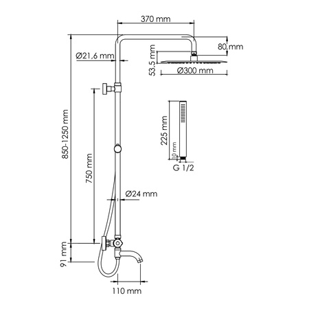 Душевая система WasserKRAFT A188.116.137.087.CH Thermo