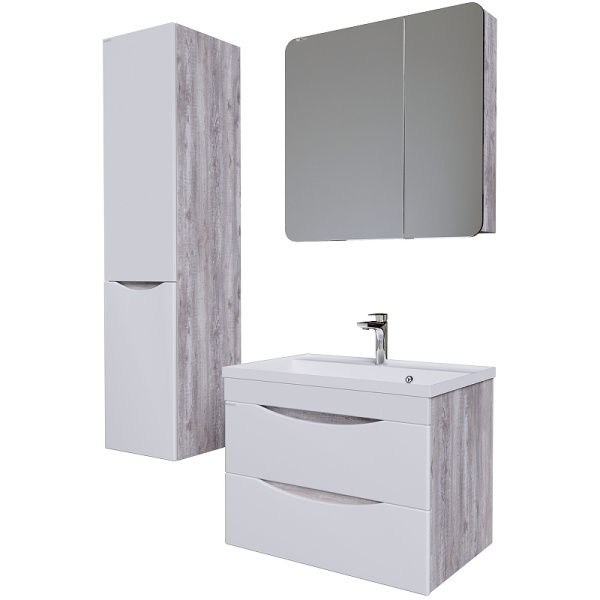 Тумба подвесная Grossman ТАЛИС-70 см 107011 бетон пайн/белый глянец