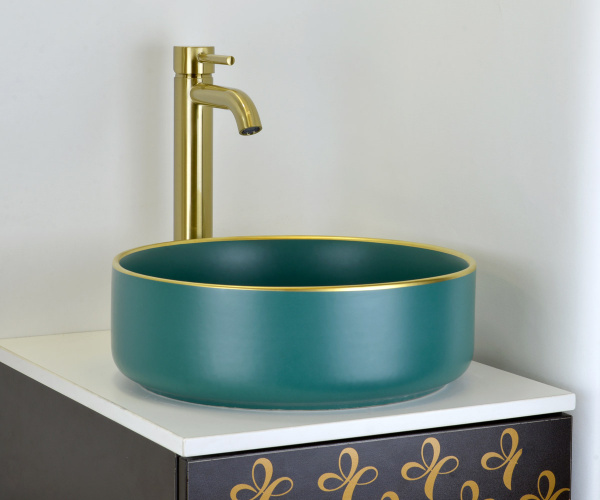 Накладная раковина (36х36) Bronze de Luxe зеленая  1054
