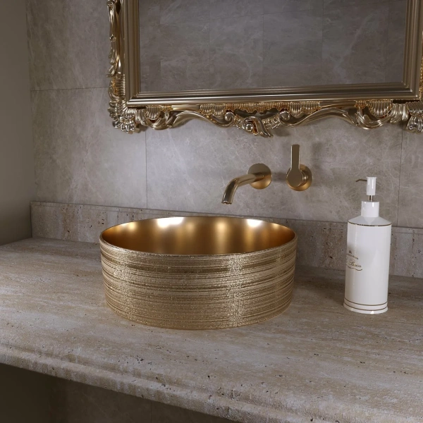 Раковина накладная (35,5х35,5) Grossman Color GR-5010GG, золото