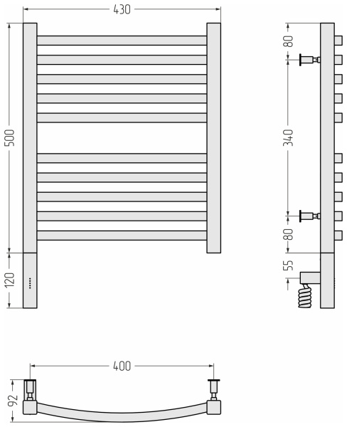 Полотенцесушитель электрический (50х40) Cунержа Аркус 3.0 00-5704-5040 левый