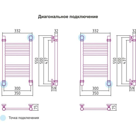 Полотенцесушитель водяной 500х300 Сунержа Богема 00-0102-5030