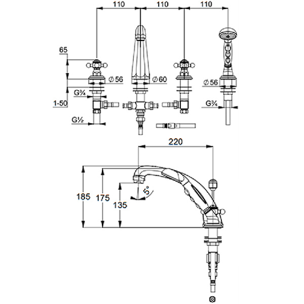 Смеситель для ванны Kludi Adlon/1926 515240520