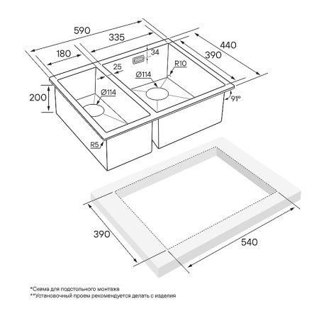 Кухонная мойка Paulmark Annex PM545944-BSR брашированная нерж.сталь правая