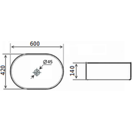 Раковина накладная (60х42) Timo Kulo TK-405MW