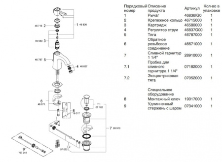 Смеситель однорычажный для раковины Grohe Grandera 23303 IG0 (23303IG0) хром/золото