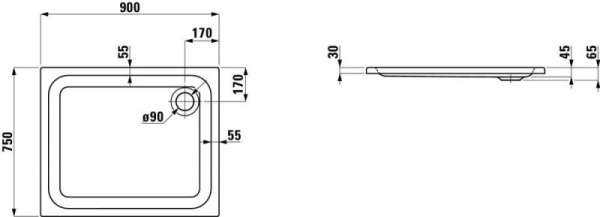 Поддон душевой Laufen Solutions 2.1150.5.000.000.1