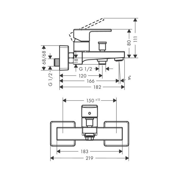 Смеситель для ванны Hansgrohe Vernis Shape 71453000 хром
