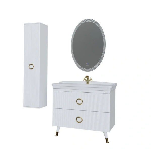 Тумба напольная Grossman АТРИО-105 см 1010501 с 2-я ящ, белый глянец