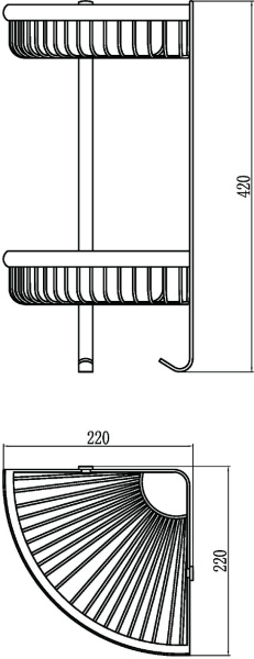 Полка решетка угловая двойная Savol S-B5854-2