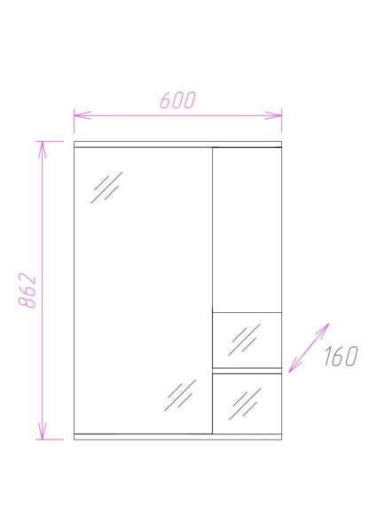 Зеркало-шкаф c подсветкой Onika Элита 60 (60x86,2) 206020