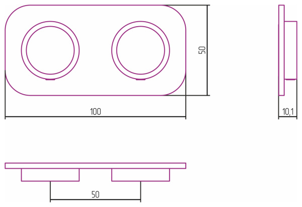 Отражатель EU50 прямоугольный (5х10) Матовый Черный 31-1525-0000