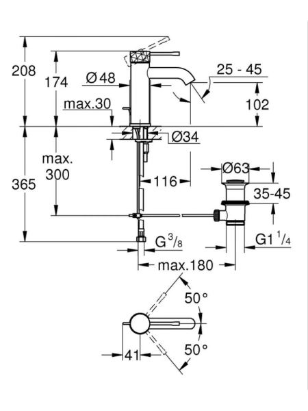 Смеситель для раковины однорычажный Grohe Essence 24171 DE1 (24171DE1) тёплый закат матовый