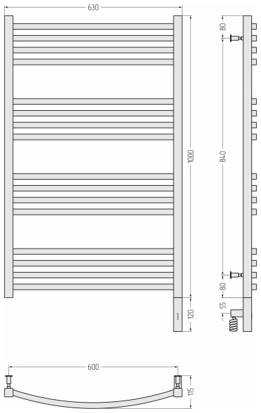 Полотенцесушитель электрический (100х60) Cунержа Аркус 3.0 15-5705-1060 правый