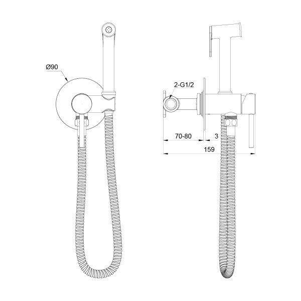 Гигиенический душ со смесителем Oliveeka OL-829902-MB, черный матовый