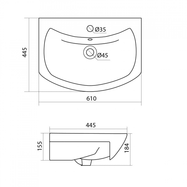 Раковина встраиваемая Onika Балтика 60 1WH110246