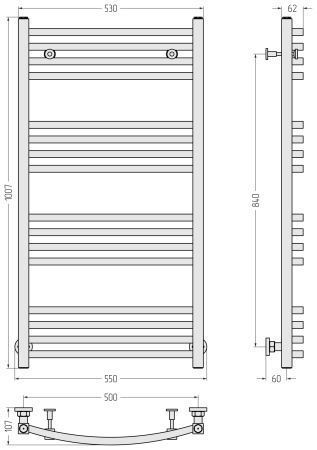Полотенцесушитель Водяной Сунержа Аркус (100х50) 12-0251-1050 белый
