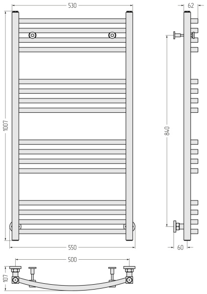 Полотенцесушитель Водяной Сунержа Аркус (100х50) 12-0251-1050 белый