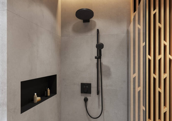 Кронштейн для верхнего душа 151 мм Hansgrohe Pulsify 24149670, черный матовый Кронштейн для верхнего душа 151 мм Hansgrohe Pulsify 24149670, черный матовый