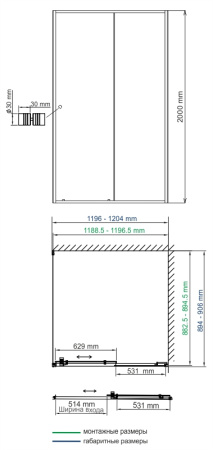Душевой уголок (120х90) WasserKRAFT Rhin 44S07