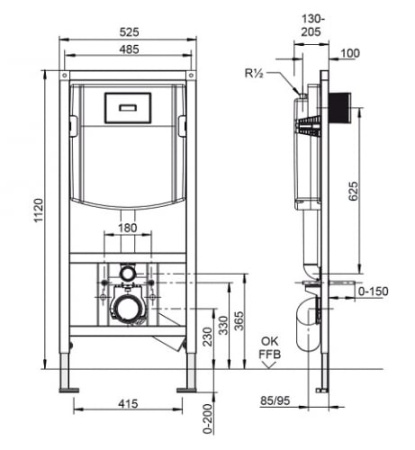 Инсталляция для подвесного унитаза Villeroy & Boch ViConnect 92246100