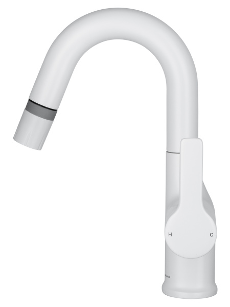 Смеситель для раковины с выдвижным изливом WONZON & WOGHAND, белый матовый WW-FE01L212-MW