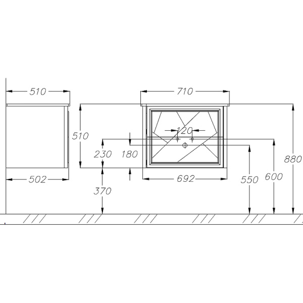 Тумба под раковину Opadiris Луиджи 70   00-00005953 серый матовый (без раковины)
