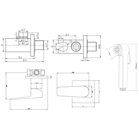 Набор с гигиеническим душем ESKO квадратный (SHS 4 in1Q)