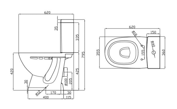 Унитаз-компакт Della Ancora Super Plus DE121090036