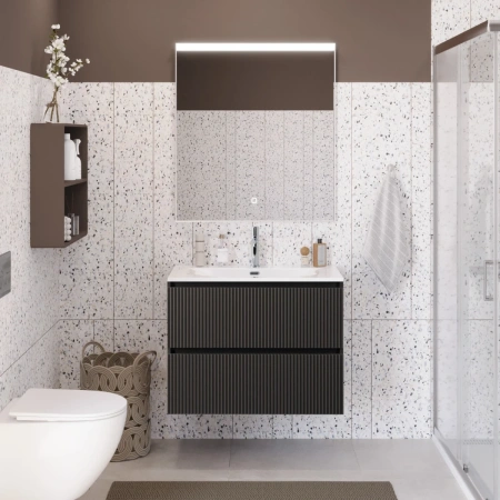Тумба под раковину 80 BelBagno Uno UNO-MINI-800-2C-SO-GSO темно-серый матовый, без раковины