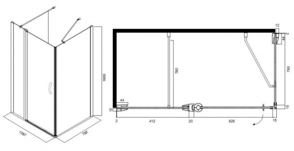 Душевая дверь AM.PM Bliss L W53G-E9W4W8CT