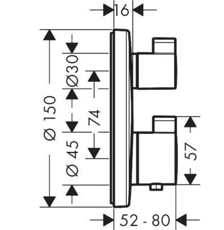 Термостат для ванны и душа Hansgrohe Ecostat S 15758670, черный матовый