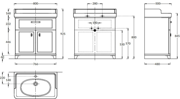 Тумба под раковину Kerama Marazzi Pompei PO.N.80.1\WHT