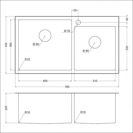 Кухонная мойка (78х43) EMAR EMB-210 PVD Nano Golden