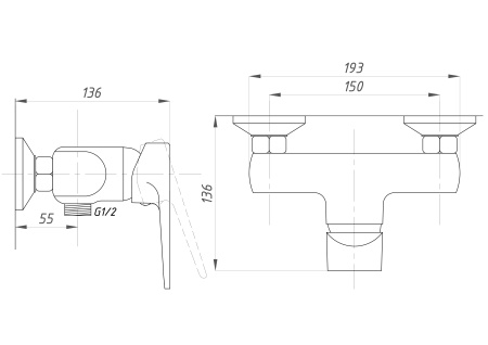 Смеситель для душа  ПСМ-Профсан Серия-400 PSM-400-4
