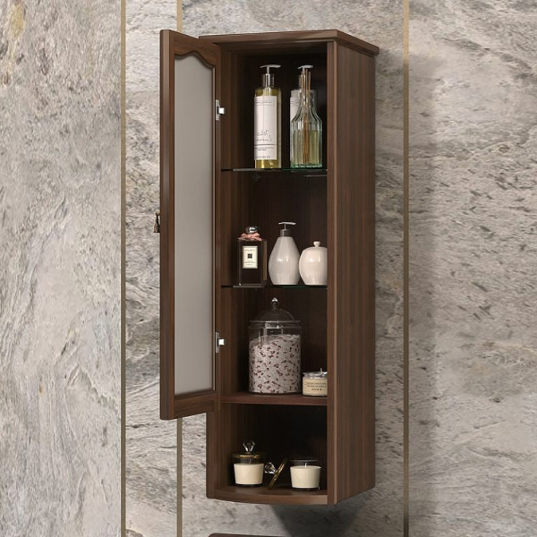 Шкаф Opadiris Риспекто подвесной, одностворчатый, цвет орех антикварный, левый, с матовым стеклом 00-00006081