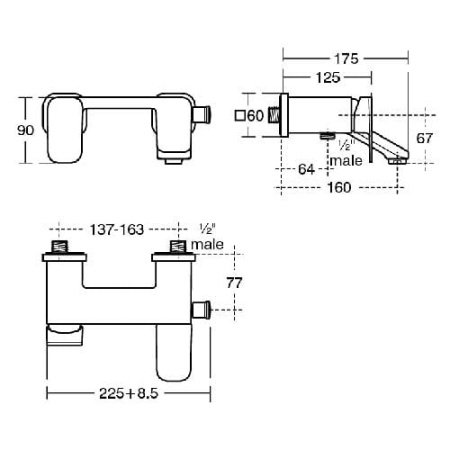Смеситель для ванны Ideal Standard Tonic II A6338AA