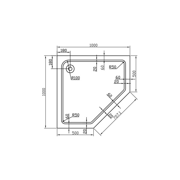 Душевой поддон акриловый (100х100) Vincea VST-2AP-1010