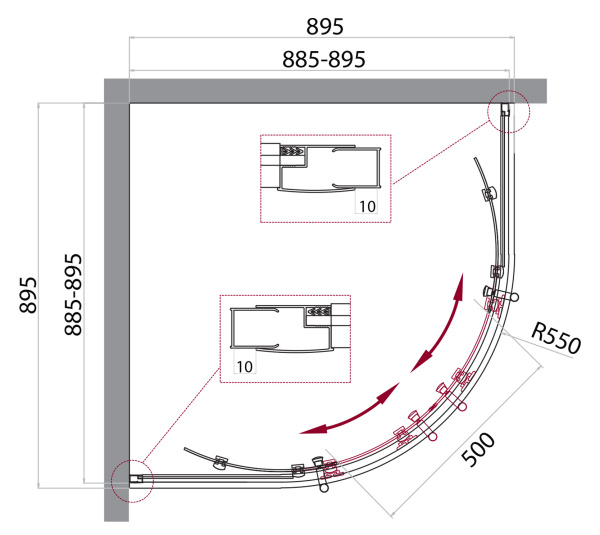 Душевой уголок (90х90) BelBagno UNO-195-R-2-90-C-Cr