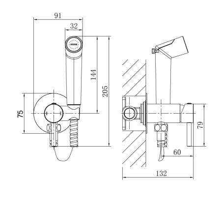 Гигиенический набор Grossman Solis 502.K35.07.420 графит сатин