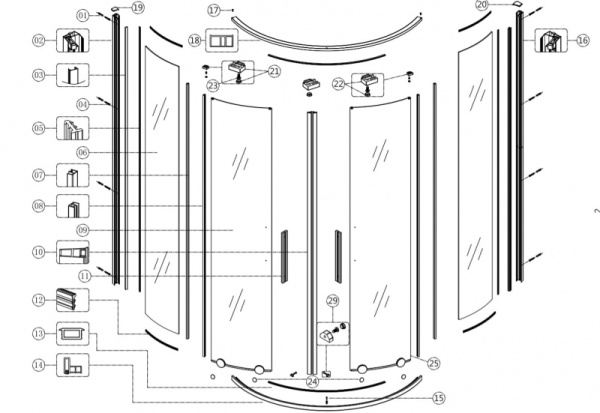 Передние стекла для душевого уголка Alvaro Banos TOLEDO S90.20 Cromo 1/2