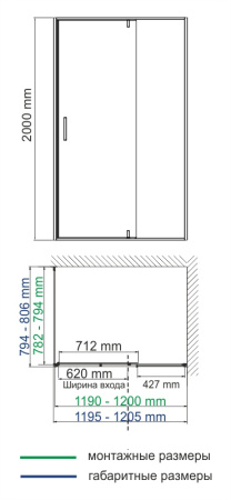 Душевой уголок (120х80) WasserKRAFT Elbe 74P06