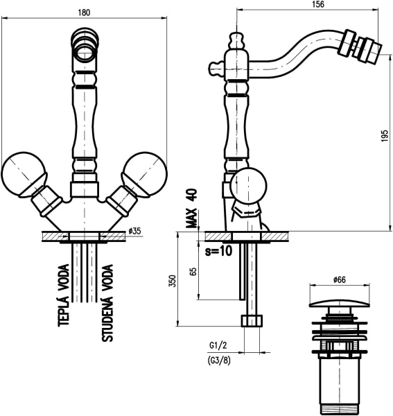 Смеситель для биде Rav Slezak Brilliance BRILLIANCE121.5/9SM
