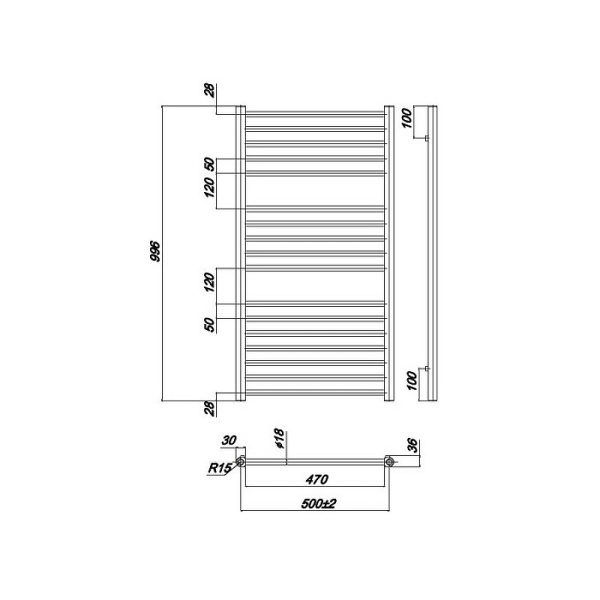 Водяной полотенцесушитель Ravak Norma 50х100 X04000083679