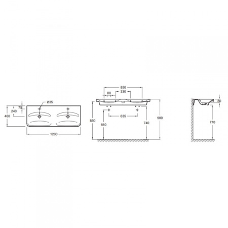 Раковина двойная Jacob Delafon Replay (120х46) E4488-00