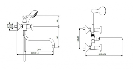 Смеситель для ванны Vidima Тринити BA261AA